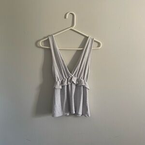 Caution To The Wind Light White and Blue Knit Babydoll Tank. Size Small